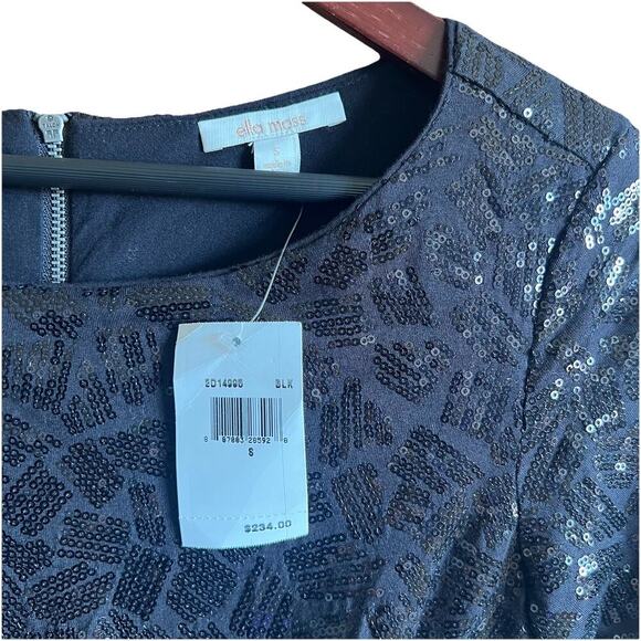 Ella Moss Black Sequin Holiday Homecoming Party Dress Size 2 NWT Retail $234 - Picture 4 of 6